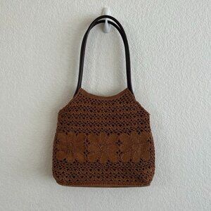Vintage Circa 2005 Crochet Suede Shoulder Bag